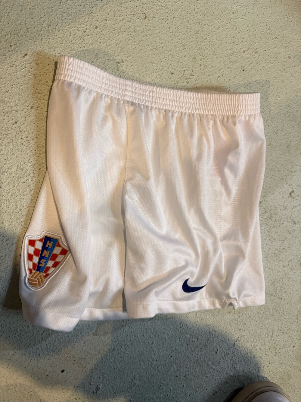 Hns Nike White lids  Athletic Soccer Shorts with Navy Swoosh and Crest